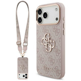 Husa pentru iPhone 17 Pro, Guess Big 4G Classic Logo cu Big Strap Metal Buttons (GUHCP17LP4G4BCSP), roz