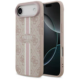 Husa pentru iPhone 17 Air, Guess Hardcase 4G Printed Stripes MagSafe (GUHMP17MP4RPSP), roz