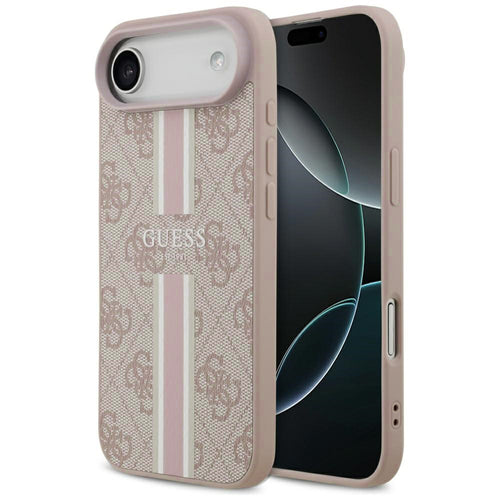 Husa pentru iPhone 17 Air, Guess Hardcase 4G Printed Stripes MagSafe (GUHMP17MP4RPSP), roz