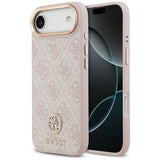 Husa pentru iPhone 17 Air, Guess Hardcase 4G Strass Logo MagSafe (GUHMP17MP4GRMDEP), roz