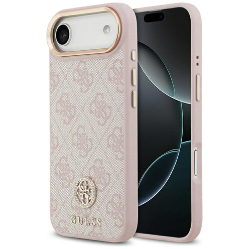 Husa pentru iPhone 17 Air, Guess Hardcase 4G Strass Logo MagSafe (GUHMP17MP4GRMDEP), roz