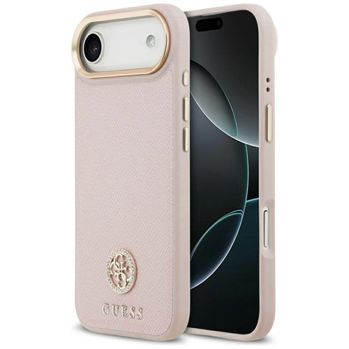 Husa pentru iPhone 17 Air, Guess Grained Strass Logo MagSafe (GUHMP17MPGCRMDEP), roz
