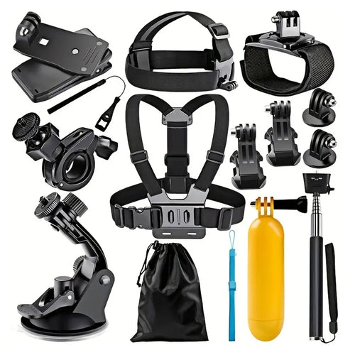 Techsuit Accessory Kit CamQuest 15in1 (SA15), pentru GoPro Action Camera, Negru