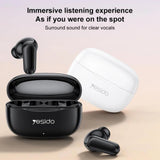 Casti wireless Yesido (TWS38), Track System Stereo, Microfon, Bluetooth 5.4, In-ear, 250mAh, alb
