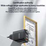 Incarcator retea Yesido Incarcator retea (YC69), cu Afisaj digital, Incarcare rapida, pentru Phone, Tablet, Laptop, USB, 2x Type-C, 30W, negru