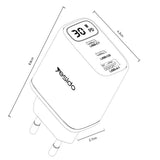 Incarcator retea Yesido Incarcator retea (YC69), cu Afisaj digital, Incarcare rapida, pentru Phone, Tablet, Laptop, USB, 2x Type-C, 30W, negru