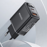 Incarcator retea Yesido Incarcator retea (YC68), cu Afisaj digital, Incarcare rapida, pentru Phone, Tablet, USB, Type-C, 20W, negru