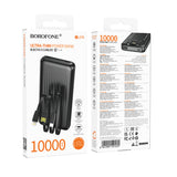 Baterie externa Borofone Clever Series (BJ79), cu Integrat 3x Cable, USB, USB-C, Lightning, Indicator, 2A, 10000mAh, negru