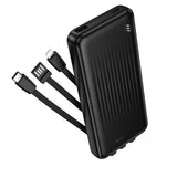 Baterie externa Borofone Clever Series (BJ79), cu Integrat 3x Cable, USB, USB-C, Lightning, Indicator, 2A, 10000mAh, negru