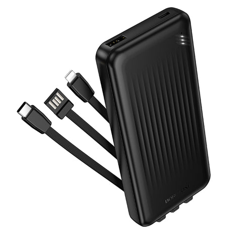 Baterie externa Borofone Clever Series (BJ79), cu Integrat 3x Cable, USB, USB-C, Lightning, Indicator, 2A, 10000mAh, negru