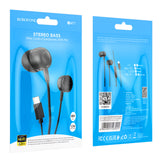 Borofone Casti cu fir Delicious (BM77), Type-C, cu Microphone, Stereo Bass, Hi-Fi Audio, Universal, 1.2m, Negru
