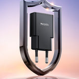 Incarcator retea Yesido Incarcator retea (YC74), GaN, Incarcare rapida, Ultra-Slim, Smart Chip, Type-C, PD30W, 5V/3A, negru