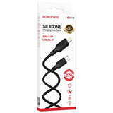 Cablu Borofone de date Lenny Series (BX113), Type-C to Lightning, 27W, Silicon, 2m, negru