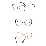 Techsuit Anti-Blue Light Glasses Reflex PC (8808), pentru Women, Oversized, Metal Frame, AC Lens, Negru