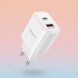 Incarcator retea Yesido Incarcator retea (YC02E), Incarcare rapida, USB, Type-C, PD20W, QC18W, alb