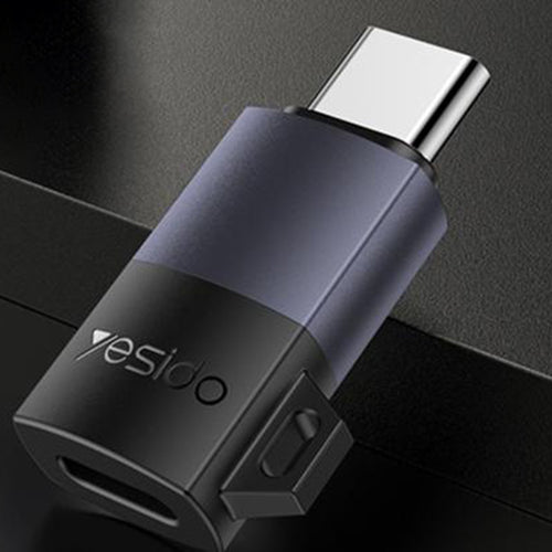 Adaptor Yesido OTG Adapter (GS28), Lightning to Type-C, 60W, Incarcare Rapida, 480Mpb/s, Aliaj Aluminiu, Plug&play, Gri