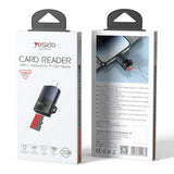 Adaptor Yesido Adapter (GS38), Lightning to TF Card, pentru iPhone, iPad, 480Mbps, 4K, LED Indicator, Gri