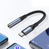 Adaptor Yesido, Audio Cable Yau38 Type-C to Jack 3 5mm Nylon Aluminum Alloy 15cm Koff A3d2de, Negru
