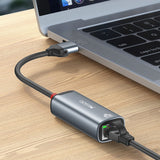 Adaptor Yesido Ethernet Adapter (HB26), USB, Type-C to RJ45, pentru Windows, Macos, Linux, 1000Mbps, Gri