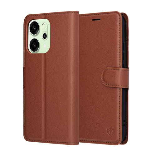 Husa pentru OPPO Reno14, Techsuit Leather Folio, maro