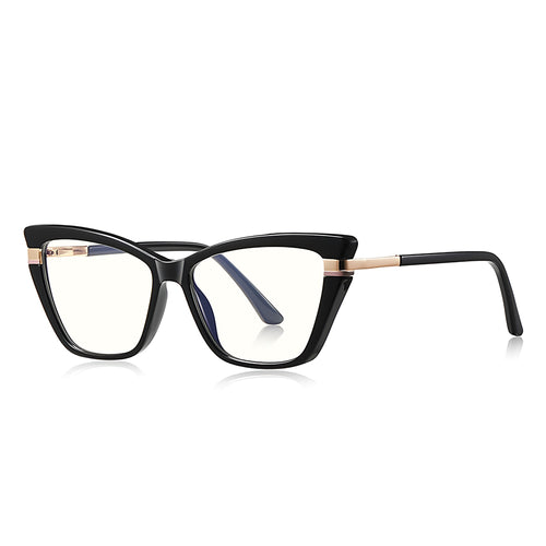 Techsuit Anti-Blue Light Glasses Reflex PC (2271), pentru Women, Rectangle, TR90&Metal Frame, AC Lens, Negru