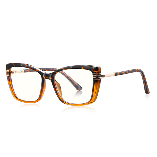 Techsuit Anti-Blue Light Glasses Reflex PC (2273), pentru Women, Oversized, TR90&Metal Frame, AC Lens, Transparent/Leopard