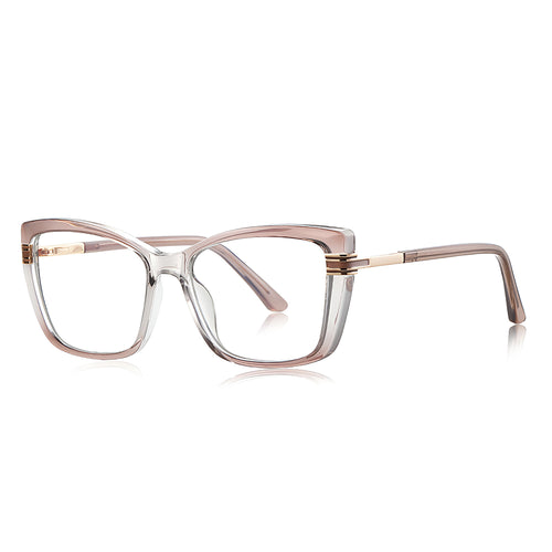 Techsuit Anti-Blue Light Glasses Reflex PC (2273), pentru Women, Oversized, TR90&Metal Frame, AC Lens, Transparent/Maro