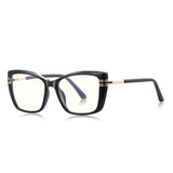 Techsuit Anti-Blue Light Glasses Reflex PC (2273), pentru Women, Oversized, TR90&Metal Frame, AC Lens, Negru
