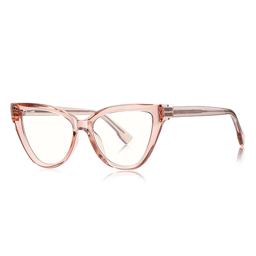 Techsuit Anti-Blue Light Glasses Reflex PC (2279), pentru Women, Cat Eye, TR90&Metal Frame, AC Lens, Transparent/Maro