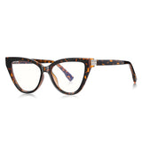 Techsuit Anti-Blue Light Glasses Reflex PC (2279), pentru Women, Cat Eye, TR90&Metal Frame, AC Lens, Leopard
