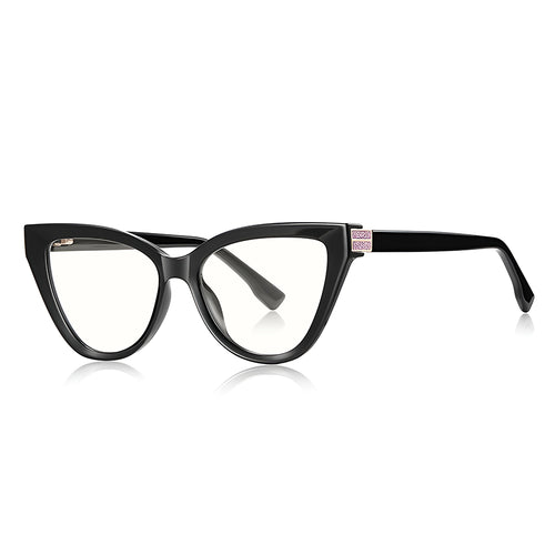 Techsuit Anti-Blue Light Glasses Reflex PC (2279), pentru Women, Cat Eye, TR90&Metal Frame, AC Lens, Negru