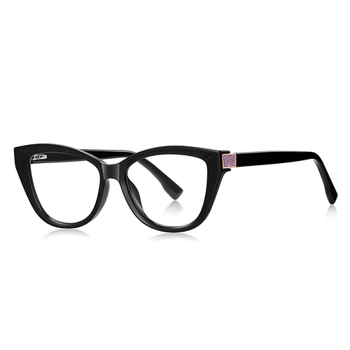 Techsuit Anti-Blue Light Glasses Reflex PC (2276), pentru Women, Cat Eye, TR90&PC Frame, AC Lens, Negru