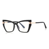 Techsuit Anti-Blue Light Glasses Reflex PC (2269), pentru Women, Oversized, TR90&Metal Frame, AC Lens, Negru