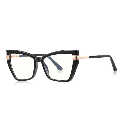 Techsuit Anti-Blue Light Glasses Reflex PC (2269), pentru Women, Oversized, TR90&Metal Frame, AC Lens, Negru