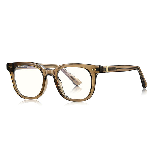 Techsuit Anti-Blue Light Glasses Reflex PC (2229), pentru Men, Round, TR90&Metal Frame, AC Lens, Transparent/Maro