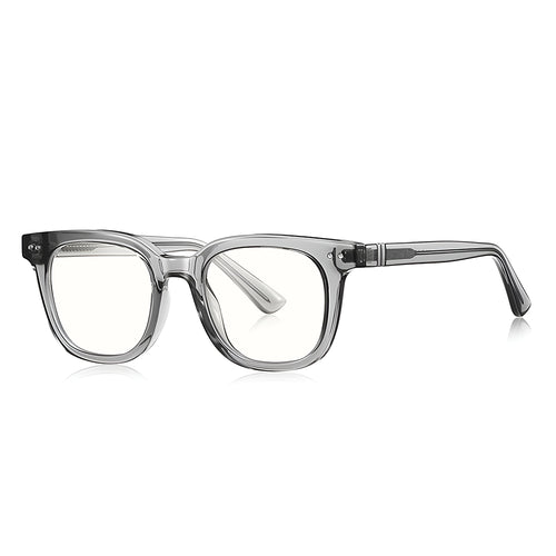 Techsuit Anti-Blue Light Glasses Reflex PC (2229), pentru Men, Round, TR90&Metal Frame, AC Lens, Transparent/Gri