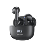 Casti wireless Yesido (TWS19), cu ENC, Control tactil, Bluetooth V5.3, Afisaj LED, Semi-Design in-ear, 470mAh, negru