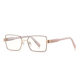 Techsuit Anti-Blue Light Glasses Reflex PC (3160), pentru Women, Rectangle, Metal Frame, AC Lens, Rose Auriu