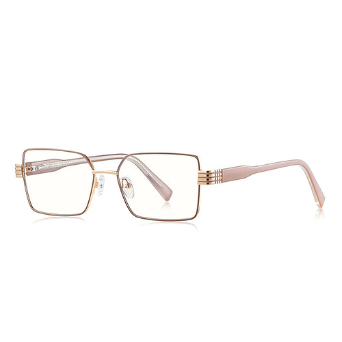 Techsuit Anti-Blue Light Glasses Reflex PC (3160), pentru Women, Rectangle, Metal Frame, AC Lens, Rose Auriu