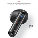 Casti wireless Yesido (TWS19), cu ENC, Control tactil, Bluetooth V5.3, Afisaj LED, Semi-Design in-ear, 470mAh, negru