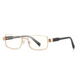 Techsuit Anti-Blue Light Glasses Reflex PC (3163), pentru Women, Rectangle, Metal Frame, AC Lens, Gold/Negru