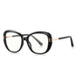 Techsuit Anti-Blue Light Glasses Reflex PC (2265), pentru Women, Butterfly, TR90&Metal Frame, AC Lens, Black/Auriu