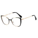 Techsuit Anti-Blue Light Glasses Reflex PC (8808), pentru Women, Oversized, Metal Frame, AC Lens, Negru