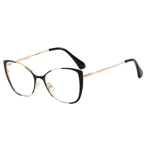 Techsuit Anti-Blue Light Glasses Reflex PC (8808), pentru Women, Oversized, Metal Frame, AC Lens, Negru
