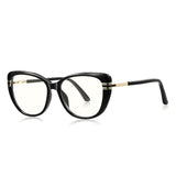 Techsuit Anti-Blue Light Glasses Reflex PC (2274), pentru Women, Oversized, TR90&Metal Frame, AC Lens, Negru