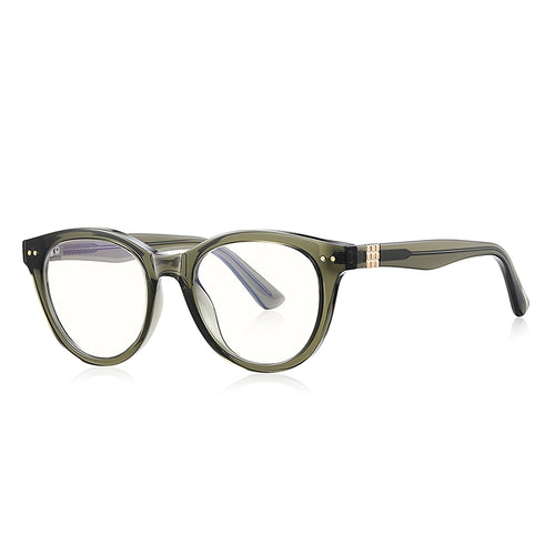 Techsuit Anti-Blue Light Glasses Reflex PC (2231), Round, TR90&Metal Frame, AC Lens, Transparent/Verde