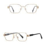 Techsuit Anti-Blue Light Glasses Reflex PC (3161), pentru Women, Rectangle, Metal Frame, AC Lens, Gold/Negru