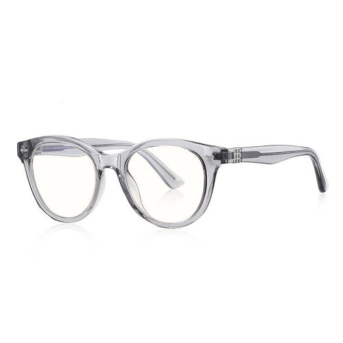 Techsuit Anti-Blue Light Glasses Reflex PC (2231), Round, TR90&Metal Frame, AC Lens, Transparent/Gri