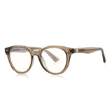 Techsuit Anti-Blue Light Glasses Reflex PC (2231), pentru Men, Round, TR90&Metal Frame, AC Lens, Transparent/Maro