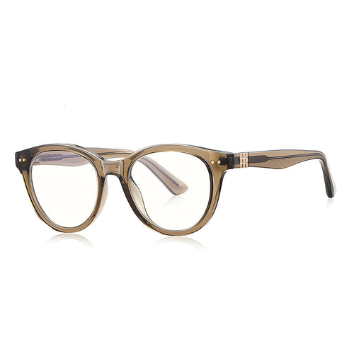 Techsuit Anti-Blue Light Glasses Reflex PC (2231), pentru Men, Round, TR90&Metal Frame, AC Lens, Transparent/Maro
